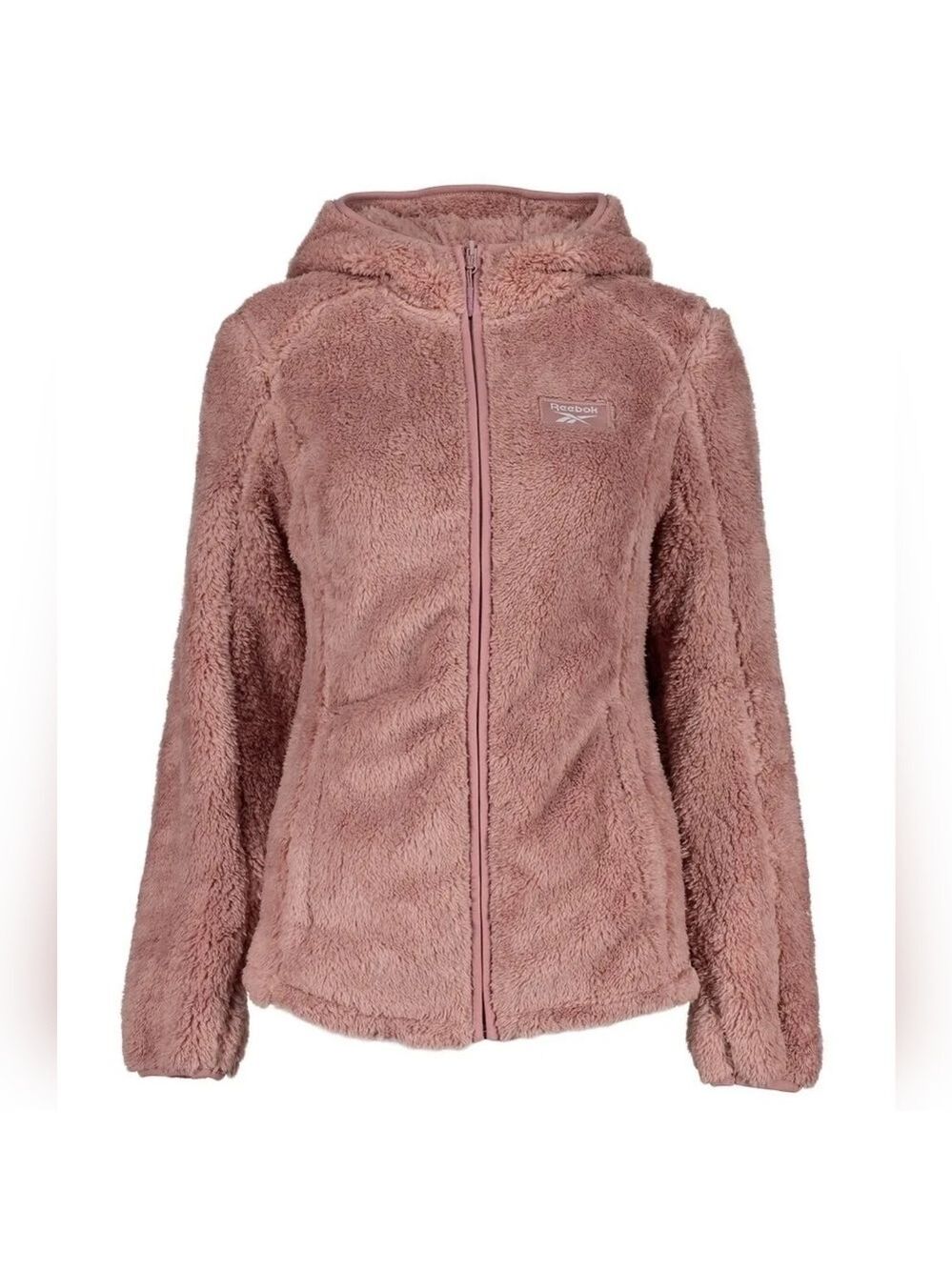 REEBOK ZIP-UP JACKET DUSTY ROSE FUZZY SHERPA SIZE XL
